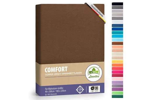 leevitex® Spannbettlaken Topperbezug Premium 170, Gummizug: Rundum-Gummizug, schwer und blickdicht, 100% Baumwolle, für Topper