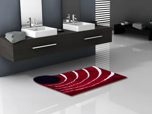 Grund Bidet-Vorleger Colani 2, Rot, rutschfest - Badteppiche, rutschfester Vorleger in eleganter Wellen-Optik, 60x60 cm, Made in Europe, Oeko-Tex® Standard 100 für höchste Qualität.