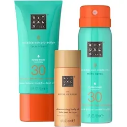 RITUALS The Ritual Of Karma Trial Set - Sonnenpflege Geschenkset mit UV-Schutz, inkl. 50 ml Sun Protection Milky Spray, 50 ml Face Cream und 30 ml Shimmering Body Oil für strahlende, gepflegte Haut.