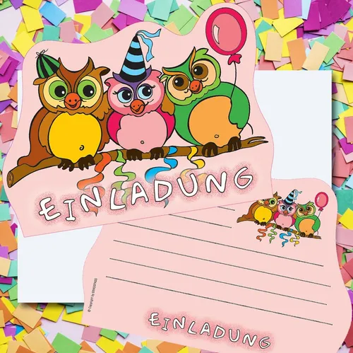 EINLADUNGSKARTEN EULE Eulen Einladung Kindergeburtstag Kinder Party Wald Tiere 6