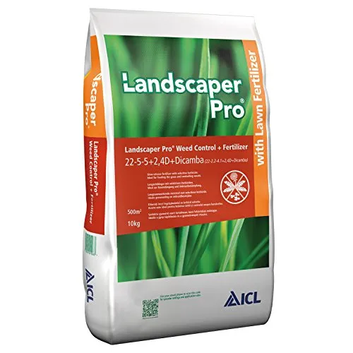 ICL Rasendünger Landscaper Pro mit Unkrautvernichter 10kg - Effektiver Rasendünger mit Langzeitwirkung zur Kontrolle von Unkraut. Sorgt für eine gleichmäßige Nährstoffversorgung und schnelle Regeneration des Rasens. Ideal für gepflegte Grünflächen.