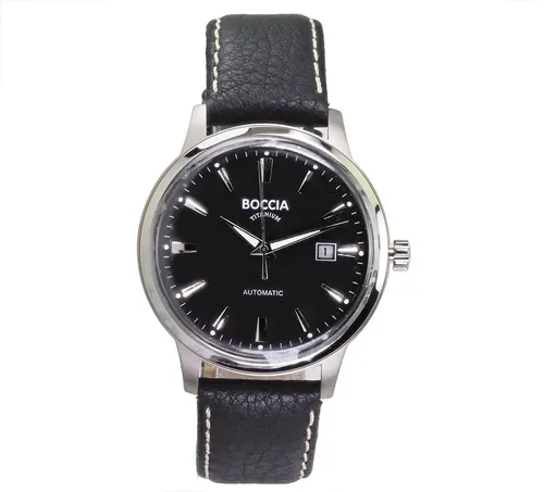 Boccia Automatikuhr 3586-02 - Herrenuhren, elegante schwarze Lederarmbanduhr mit präzisem Automatikwerk für stilbewusste Männer.