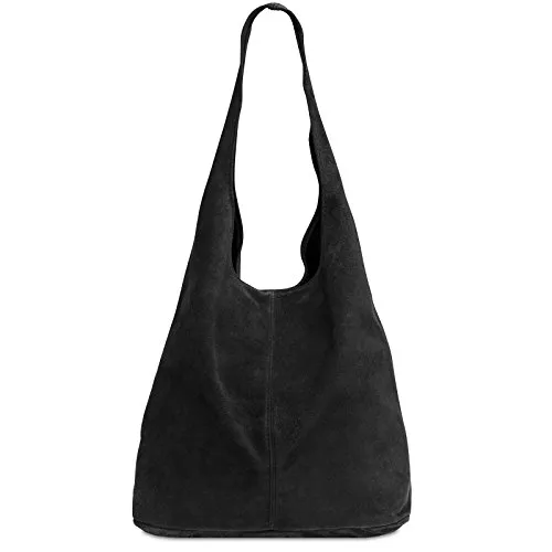 Caspar Damen Wildleder Tasche Hobo Bag Shopper - CLASSIC LINE - Modell No.767 - Damen-Henkeltaschen aus samtweichem italienischem Wildleder, ideal für Alltag und Freizeit mit großzügigem Stauraum für A4-Ordner und praktischer Innentasche.