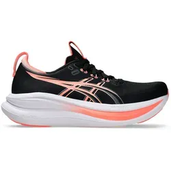ASICS GEL-NIMBUS 28 Damen Laufschuhe in black-pearl pink, Größe 39 - Bequeme Laufschuhe für Damen, ideal für alle Untergründe; aus atmungsaktivem Mesh und mindestens 75% recyceltem Material; perfekte Passform mit klassischer Schnürung und reflektierenden Elementen.
