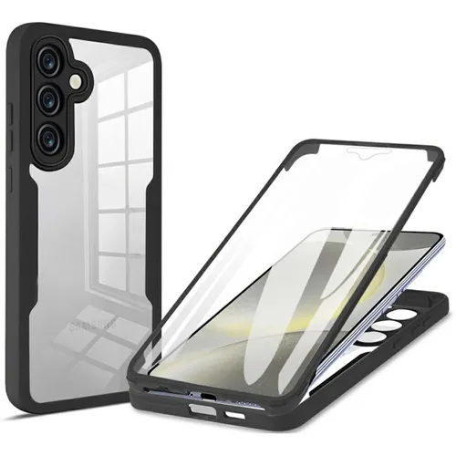 Für Samsung Galaxy S25 FE Full Body Cover 360 Acrylic Hybrid TPU Hülle Schwarz