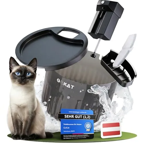 GoKat Katzenbrunnen kabellos mit Bewegungsmelder – Trinkbrunnen für Katzen und Hunde - Der GoKat Katzenbrunnen bietet kabellose Flexibilität und ein großes Volumen von 3 Litern. Mit leisem Betrieb und intelligentem Kontrollzentrum sorgt er für frisches Wasser und unkomplizierte Pflege.