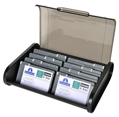 Exacompta 68114D Visitenkartenbox (für 400 Visitenkarten) 1 Stück Schwarz/Mausgrau