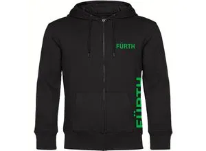 multifanshop Kapuzen Sweatshirt Jacke - Fürth - Grüner Druck - Hochwertige Kapuzen Sweatshirt Jacke mit kuscheliger Oberfläche für Fans von Fürth. Ideal als Geschenk oder für den eigenen Fan-Look. Perfekt für gemütliche Tage!