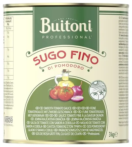 BUITONI Professional Sugo di Pomodoro Fino, Fertige Tomatensauce, fruchtige und süße Sauce mit einer ausgewogenen Zwiebel- und Öl Würze, 1er Pack (1 x 3kg Dose)