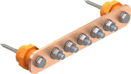 OBO Bettermann 1802 14 CU BigBar - Hauptpotentialausgleichsschiene mit 14 Anschlüssen, ideal für sicheren Blitzschutz und einfache Montage in Industrie- und Ex-Bereichen.