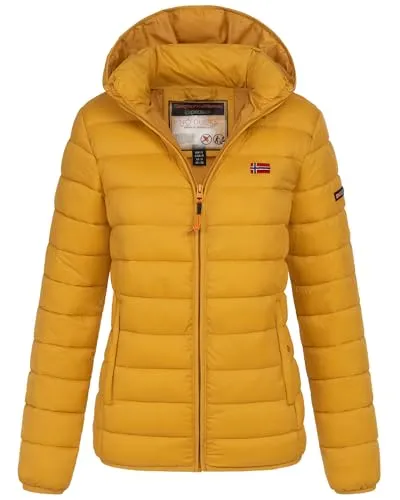 Geographical Norway Damen Winter Steppjacke mit Kapuze, MOUTARDE, Größe S (36) - Leichte und warme Steppjacke für Damen, ideal für die kalte Jahreszeit. Mit praktischer Kapuze und stylischem Design bietet sie Komfort und Schutz bei kühlen Temperaturen.