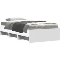 Bettgestell Weiß 100x200 cm aus Holzwerkstoff - Modernes Bettgestell mit Lattenrost für optimalen Schlafkomfort. Stauraum für Bücher und mehr. Ideal für stilvolle Schlafzimmer!
