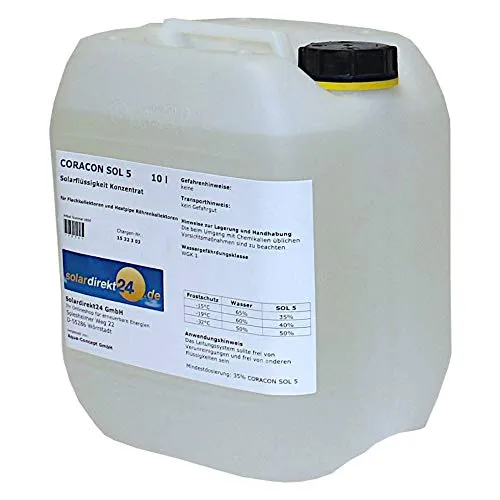Coracon Sol Solarflüssigkeit Konzentrat 5-10 Liter - Hochwertiges Konzentrat für solarbetriebene Warmwasserbereiter, sichert effiziente Wärmeübertragung und Langlebigkeit.