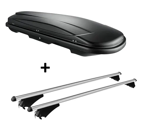 Dachbox JUXT500+Alu-Relingträger auflRel für für Mitsubishi Outlander PHEV ab 14