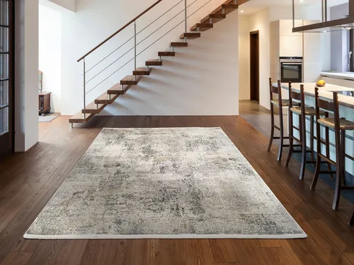 Dieter Knoll Webteppich Avignon 67x130 cm - Moderne Teppiche in Grau-Nuancen, ideal für Fußbodenheizung geeignet und sorgt für ein gemütliches Ambiente in Ihrem Zuhause.