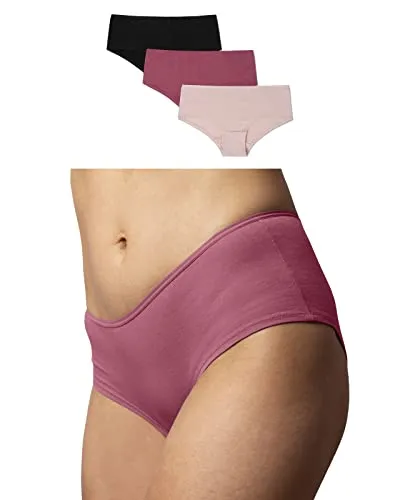 Snocks 3er Pack Hipster - Damen Baumwolle Panties - Gr.S, Apricot/Grün/Schwarz - Komfortable Damen Hipster aus 95% hochwertiger Baumwolle. Das nahtlose Design sorgt für unsichtbaren Tragekomfort unter der Kleidung. Ideal für den Alltag und modisch zugleich!