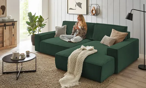 Home affaire Ecksofa NEU: SHERWOOD XXL 284, Big-Sofa L-Form, tiefe Sitzfläche 95 cm, Cord, Recamiere rechts/links, als Schlafsofa stellbar, Cord u. Leinenoptik