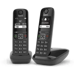 Gigaset DECT Schnurlostelefon AS690 Duo Schwarz - Festnetztelefon mit hervorragender Audio-Qualität, 14 Stunden Gesprächszeit und umweltfreundlicher ECO DECT-Technologie für strahlungsfreien Standby.