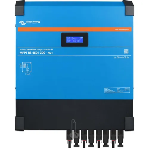 Victron SmartSolar MPPT RS 450/200 MC4 48V Laderegler - Solarladeregler mit ultraschnellem MPPT, ideal für netzgebundene und netzunabhängige Systeme. Integriertes Bluetooth für einfache Überwachung und Konfiguration.