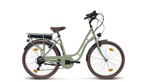 Villette Elektro-Cityfahrrad Vintage 26 Zoll - City E-Bike mit niedrigem Einstieg, ideal für Fahrer von 155 bis 185 cm. Ausgestattet mit 3 Unterstützungsmodi und 417-Wh-Akku für müheloses Fahren in der Stadt.
