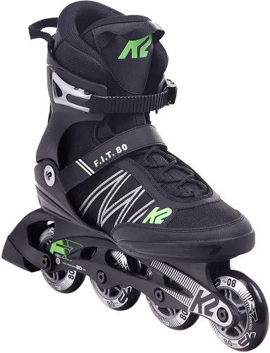 K2 F.I.T. 80 Inline Skate black/green - 42,5 - Inliner mit Stability Plus Cuff für optimalen Halt und Flexibilität. Die F.B.I. Schiene sorgt für Vibrationsdämpfung und ein geschmeidiges Fahrgefühl – ideal für unbeschwerte Sommertage am See.