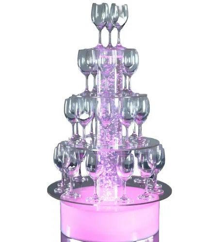 Xlmoebel Zimmerbrunnen Champagner-Turm mit Beleuchtung für festliche Anlässe, (Champagne Tower), Hergestellt in Europa