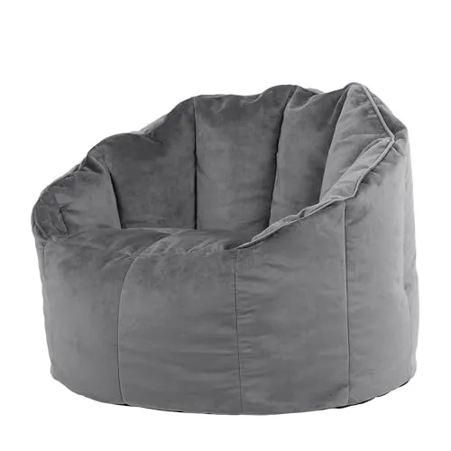 Icon Sirena Sitzsack Sessel für Erwachsene - Dunkelgrau - Luxus-Sitzsack in Sessel-Form aus weichem Samt, ideal für Wohnzimmer, Lounge oder Büro. Genieße ultimativen Komfort und elegantes Design für entspannte Stunden.