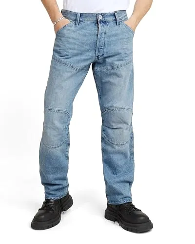 G-STAR Herren Elwood 3D Regular Jeans, Faded Brilliant Blue - Moderne Herrenjeans mit 3D-Knieeinsätzen und praktischem Knopfverschluss. Ideal für lässige Outfits und täglichen Komfort. Hochwertige Verarbeitung für einen stylischen Look.