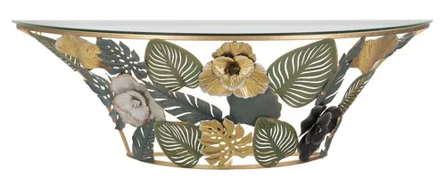 Natur24 Beistelltisch Console Wandkonsole 120 x 40.5 x 37.2 cm Metall Glas Mehrfarbig