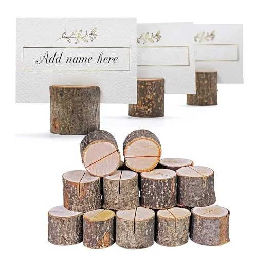 THE TWIDDLERS 50er Set Tischkartenhalter aus Holz (3x3 cm) - Rustikale Kartenständer für Hochzeiten, Weihnachten und Tischdeko
