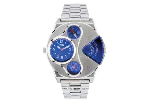 STORM London V2 Navigator Lazer Blue - Herrenuhr mit Thermometer - Armbanduhren für Herren mit Edelstahlgehäuse, 3 bar wasserdicht, Kompassoptik und Dual-Time Funktion. Die Lazer Blue Farbe reflektiert unterschiedlich und macht die Uhr einzigartig!