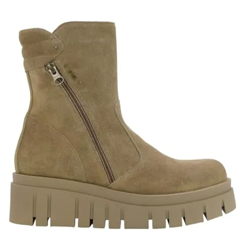 Nero Giardini I514914D Damenstiefeletten aus Veloursleder - Beige 38 EU - Elegante Damenstiefeletten aus hochwertigem Veloursleder, mit praktischem Reißverschluss und bequemer Flatform für stilvollen Komfort im Alltag.