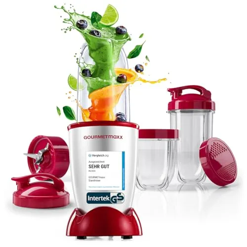 GOURMETmaxx Standmixer Mr. Magic 400W mit Zubehör - Standmixer für vielseitige Genussmomente: Bereite cremige Smoothies, Shakes und mehr mit 3 Mixbechern und kraftvollem 400-Watt-Motor für perfekte Ergebnisse in Sekundenschnelle!