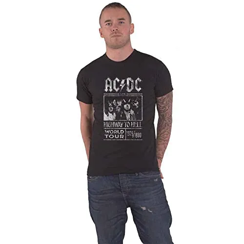 ACDC Herren Highway to Hell T-Shirt 1979/80 - Schwarz, X-Large - T-Shirt für Musikfans, inspiriert vom legendären Highway to Hell World Tour Design 1979/80, aus weicher Baumwolle für optimalen Tragekomfort.