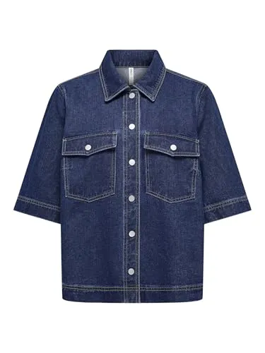 ONLY Female Jeanshemd ONLBELLE - T-Shirt für Damen, normal geschnitten aus 100% Baumwolle für hohen Tragekomfort und lässigen Style.