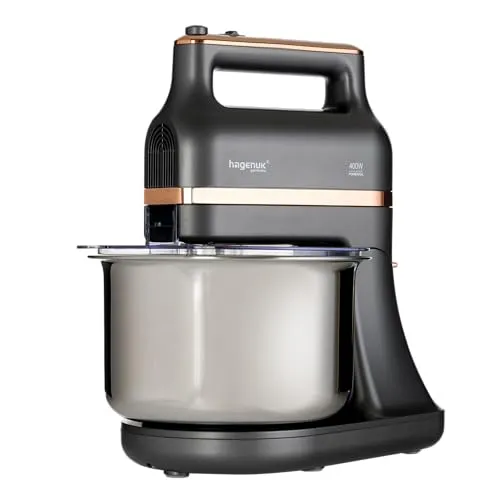 Hagenuk Standmixer 3,5L - Schwarz - Küchenmaschine mit 400 W Leistung, 5 Geschwindigkeitsstufen und einem 3,5-Liter-Edelstahlbehälter für müheloses Rühren und Kneten. Ideal für kreative Küchenchefs!
