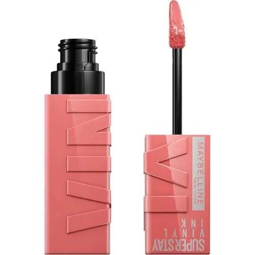 Maybelline New York flüssiger Lippenstift, Liquid Lipstick mit 16 Stunden Halt und glänzendem Finish, Super Stay Vinyl Ink, Nr. 100 Charmed, 4,2 ml