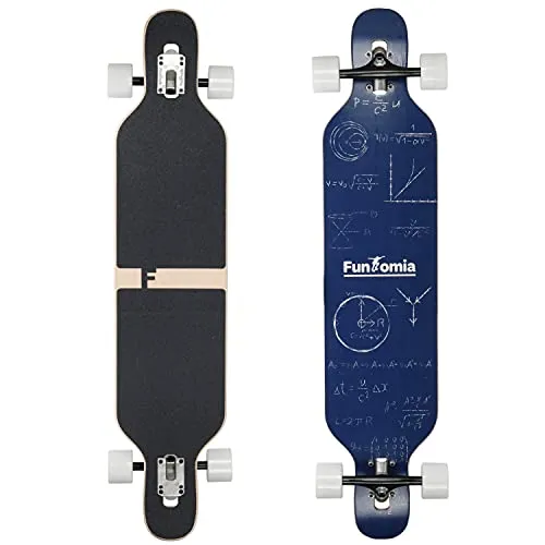 Flex2 Camber Longboard bis 84kg - FunTomia - Longboard aus mehrschichtigem Ahornholz, ideal für Cruising und Tricks. Mit symmetrischem Camber für verbesserten Schwung und Kontrolle, perfekt für Fahrer bis 84kg.