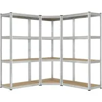 Juskys Schwerlastregal 3er Regalsystem - Schwerlastregale mit 12 flexiblen Ablageflächen, robust aus verzinktem Metall, ideal für Werkstätten und Garagen – bis zu 80 kg pro Einlegeboden!