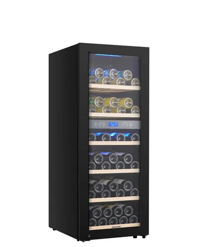 Kalamera Weintemperierschrank Zwei Zonen - Leise, UV-undurchlässig, Schwarz, 127 cm - Weinkühlschränke mit zwei Zonen für perfekte Temperierung, leistungsstark und nahezu geräuschlos. Platz für bis zu 73 Flaschen, ideal für Weinliebhaber.