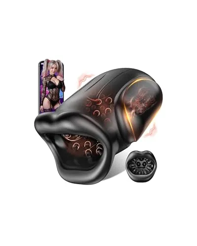 IN 1 Mundförmig Masturbieren für Männer, Weich Masturbator Oralsex Eichel Stimulator, Elektrischer Sex Spielzeug für die Männer Solo Leise Taschenmuschi Penis Vibrator mit 10 Vibrations & APP 4