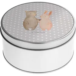 Mr. & Mrs. Panda Blechdose rund Bär und Hase Umarmen - Grau Pastell - Geschenk, Umarmung, Geschenkkiste, Heiratsantrag, Freunde, best friends, Ble... - Grau