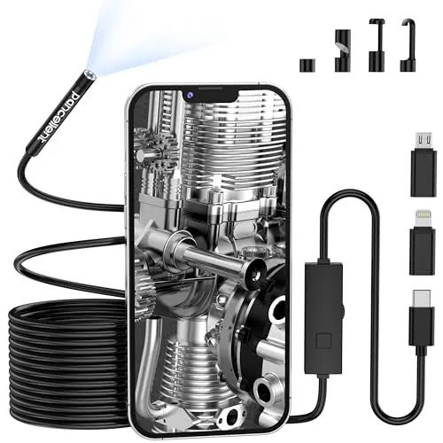 Pancellent 5,5MM 1920P Schlangen-Inspektions-Endoskop,Typ-C-Endoskop, Scope-Kamera mit 6 LED-Leuchten für Android- und iOS-Smartphones, iPhone, iPad, Samsung 5M