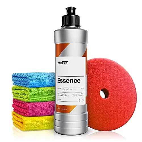 Autopolitur Set: CarPro Essence Hochglanzpolitur (250g) - Extreme Gloss Enhancer - Hybrider Glanzverstärker - Für Exzenter oder Rotation Poliermaschinen - Auto polieren, Glanzpolitur | 6-teilig