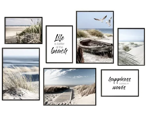 Hyggelig Home Premium Poster Set - 7 Bilder Wandbilder für gemütliche Wohnzimmer Deko - Kunstvolle Poster für den Innenbereich, perfekt für eine harmonische Wandgestaltung. Made in Germany, knickfreie Lieferung und 60 Tage Zuf satisfaction guarantee!