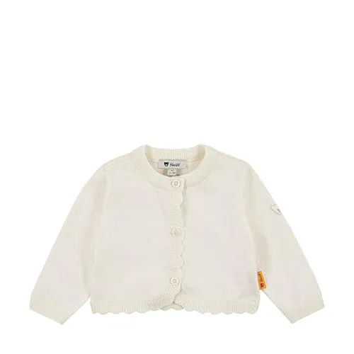 Steiff Strickjacke EU Größe 68 in Cloud Dancer - Klassische Kinder Strickjacke in sanften Farben, ideal für jeden Anlass. Mit flauschigem Teddybärmotiv und praktischer Knopfleiste – für ein angenehmes Tragegefühl und unkompliziertes Anziehen.