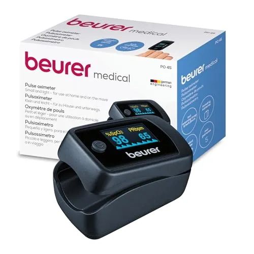 Beurer PO45 Pulsoximeter - präzise Sauerstoffmessung, ideal für Zuhause und unterwegs