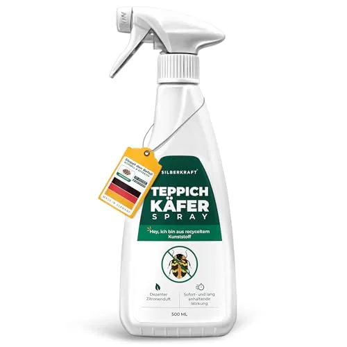 Silberkraft Insektenspray Teppichkäfer Spray – Effektiver Schutz gegen Teppichkäfer - Insektizide – Hochwirksames Repellent mit Langzeitschutz bis zu 3 Monate, ideal für Teppiche, Polstermöbel und Kleiderschränke.