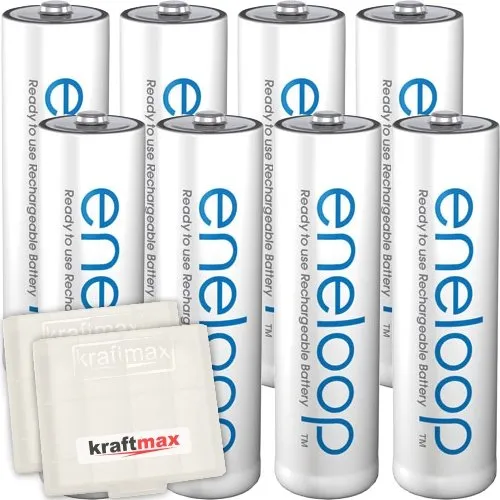Panasonic Eneloop AA/Mignon Akkus 8er Pack - Hochleistungsakkus mit Kraftmax Akkubox V5 - Hochleistungs-Akkus der neuesten Generation mit 2000mAh und bis zu 2100 Ladezyklen. Geliefert in der praktischen Kraftmax Akkubox V5 für sicheren Transport und Aufbewahrung.