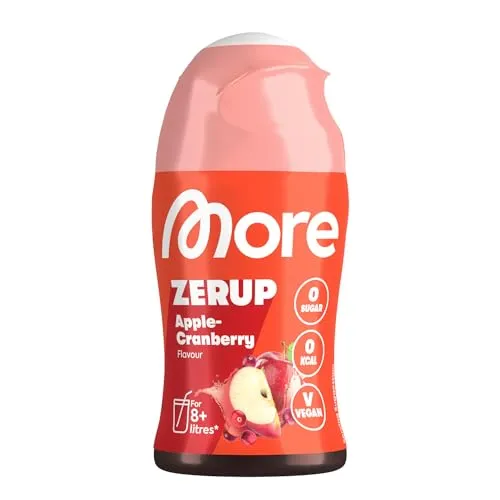 MORE Zerup, Apple Cranberry, 65 ml, für bis zu 8 l Fertiggetränk, zuckerfreier Sirup mit u.a. echten Fruchtextrakten, vegan, zero Kalorien - made in Germany
